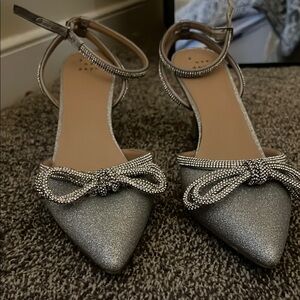 Silver glittery heels